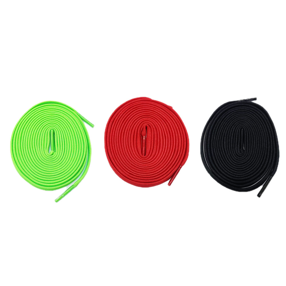 Thin Flat Shoelaces - For KOBE KB 6 - Red / Neon Green / Black